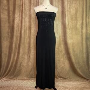 Vintage Strapless Dress Evening Gown Maxi Sheath Glitter Y2K McBling Club Indie
